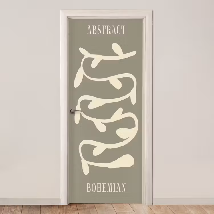 Bohemian - Planten - Groen - Abstract deurposter klein -3d_beige