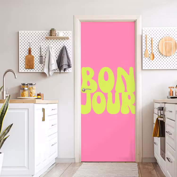 Bonjour - Roze - Fel groen deurposter klein -sfeer5