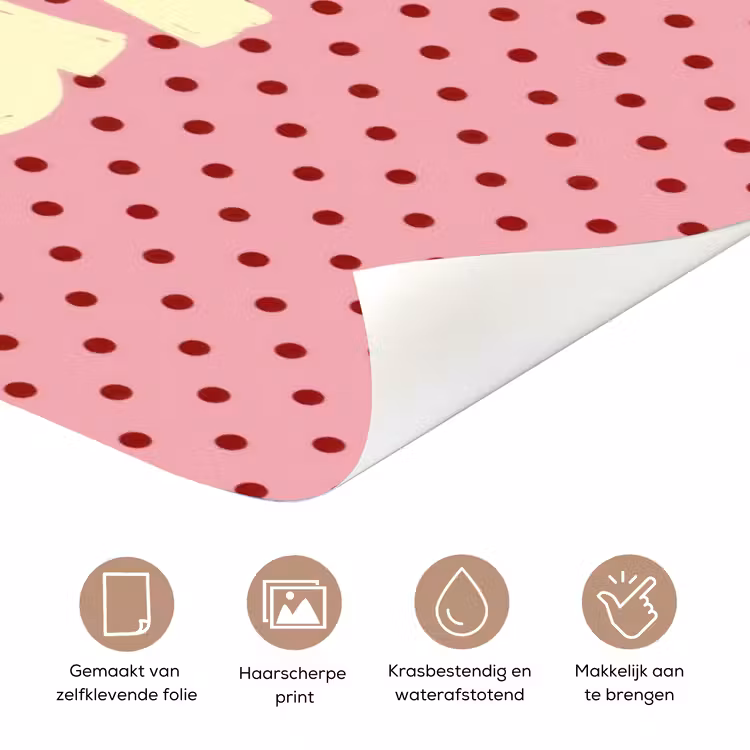 Bonjour - Stippen - Roze- Geel deurposter klein -closeup_NL