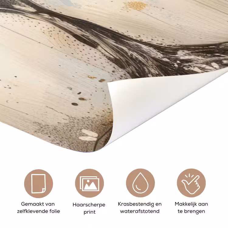 Boom - Beige - Goud - Verflook - Grijs deurposter klein -closeup_NL