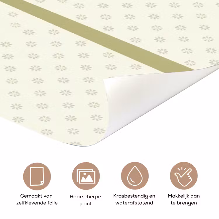 Boom - Bladeren - Groen - Decoratief - Beige deurposter klein -closeup_NL