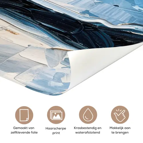 Boom - Blauw - Goud - Abstract deurposter klein -closeup_NL
