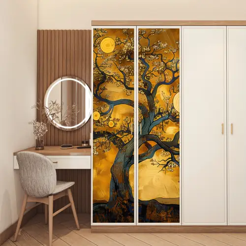 Boom - Levensboom - Abstract - Goud deurposter klein -sfeer3