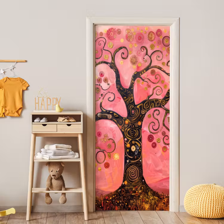 Boom - Levensboom - Roze - Goud deurposter klein -sfeer4