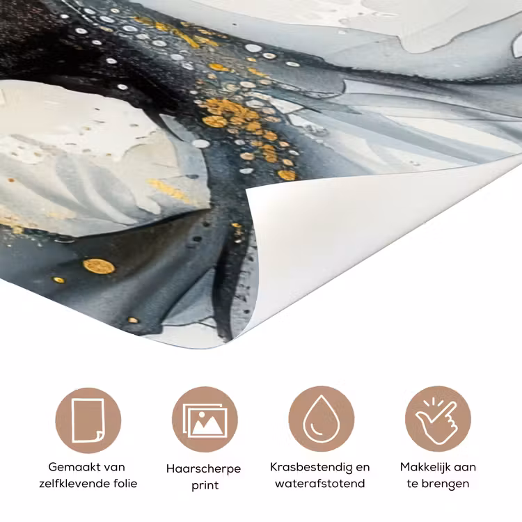 Boom - Modern - Abstract - Goud - Zwart - Wit deurposter klein -closeup_NL