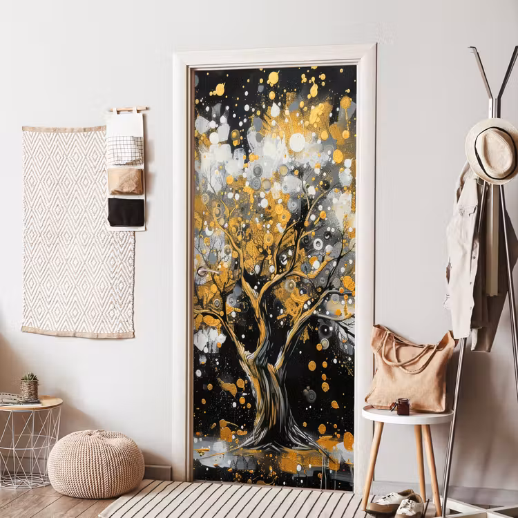 Boom - Zwart - Goud - Wit - Modern deurposter klein -sfeer6