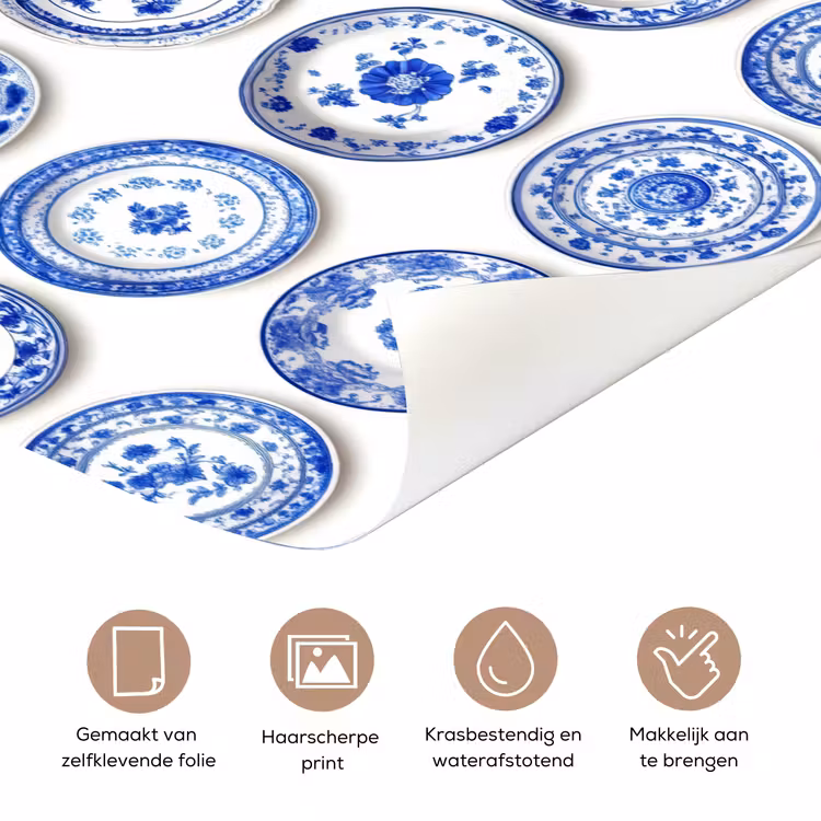 Borden - Bloemen - Patroon - Blauw deurposter klein 289 -closeup_NL