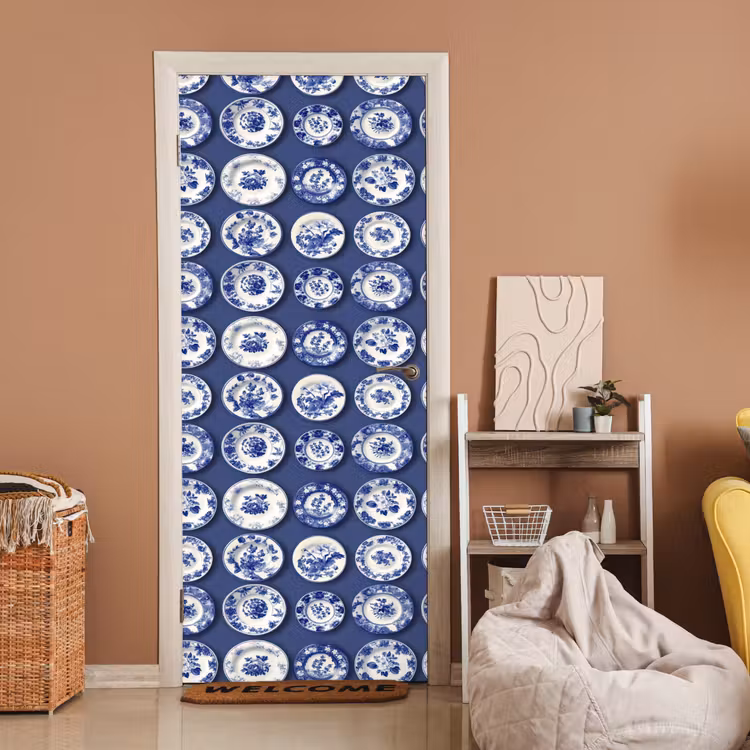 Borden - Floraal - Blauw deurposter klein 289 -sfeer1