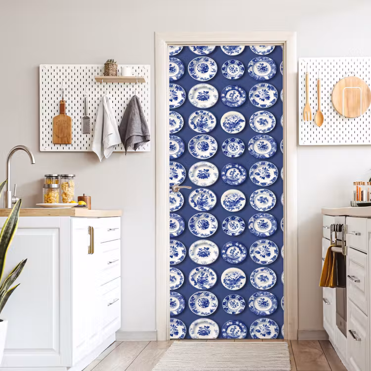 Borden - Floraal - Blauw deurposter klein 289 -sfeer5