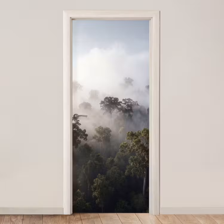 Bos - Mist - Natuur - Groen deurposter klein -3d_beige