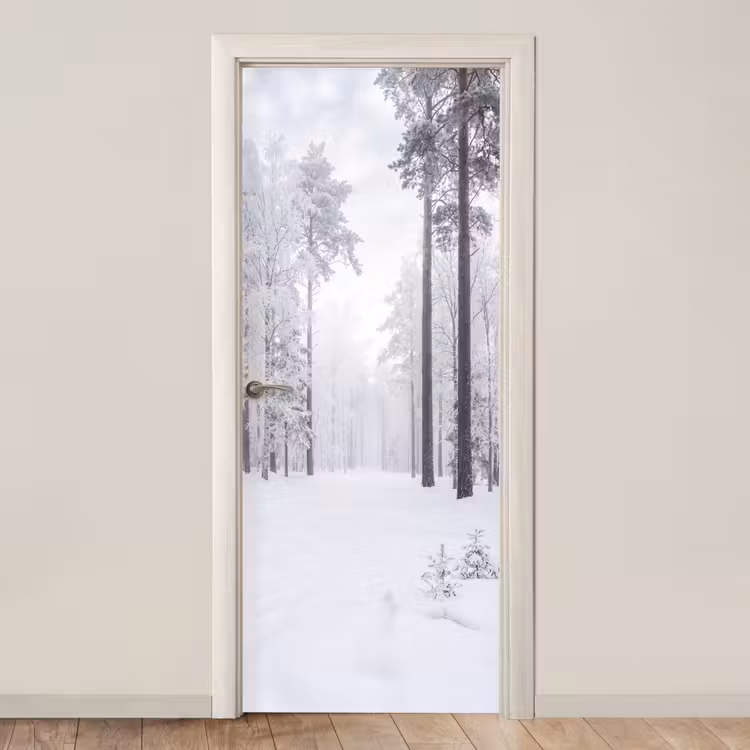 Bos - Sneeuw - Pad - Winter - Stilte deurposter klein -3d_beige