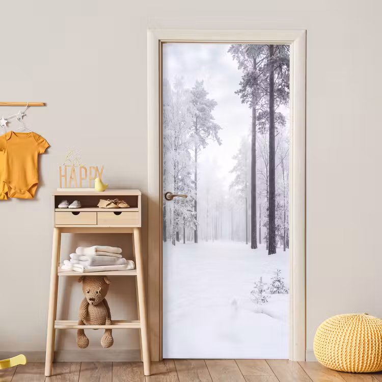 Bos - Sneeuw - Pad - Winter - Stilte deurposter klein -sfeer4
