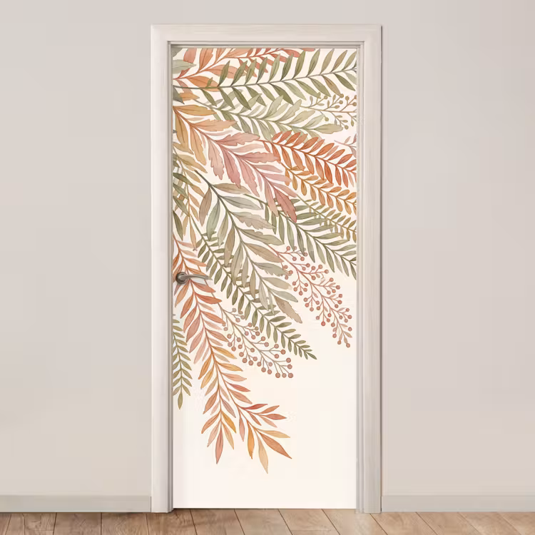 Botanisch - Aquarel - Kleurrijk deurposter klein -3d_beige