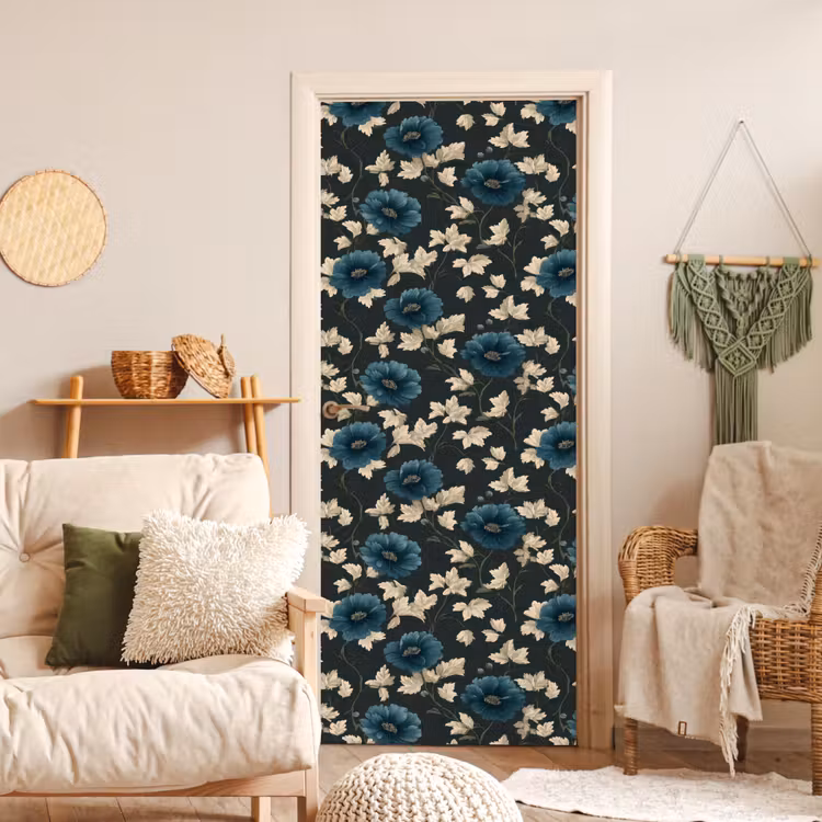 Botanisch - Bloemen - Blauw deurposter klein 289 -sfeer2