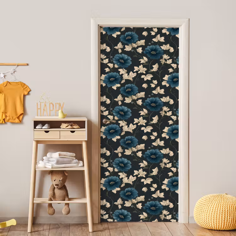 Botanisch - Bloemen - Blauw deurposter klein 289 -sfeer4