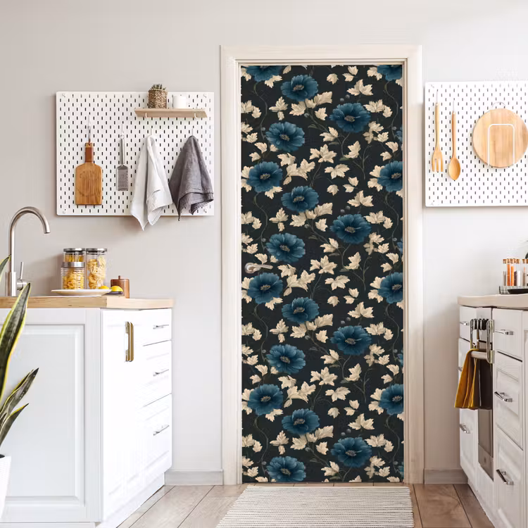 Botanisch - Bloemen - Blauw deurposter klein 289 -sfeer5