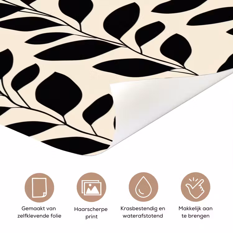 Botanisch - Dessin - Zwart - Beige deurposter klein 289 -closeup_NL