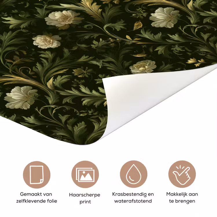 Botanisch - Naadloos - Bloemen deurposter klein 289 -closeup_NL