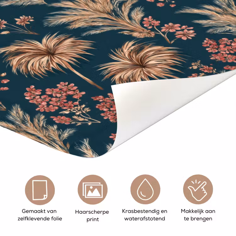 Botanisch - Patroon - Blauw deurposter klein 289 -closeup_NL