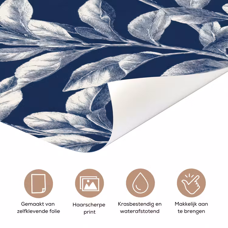 Botanisch - Patroon - Blauw deurposter klein 289 -closeup_NL