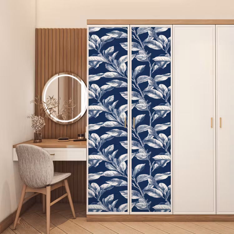 Botanisch - Patroon - Blauw deurposter klein 289 -sfeer3