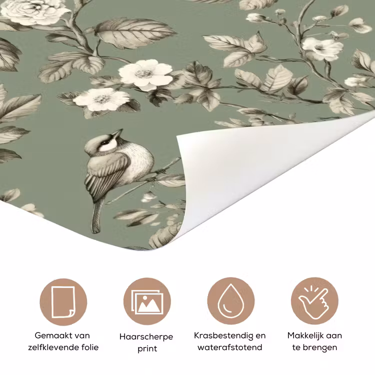 Botanisch - Vogels - Groen deurposter klein 289 -closeup_NL