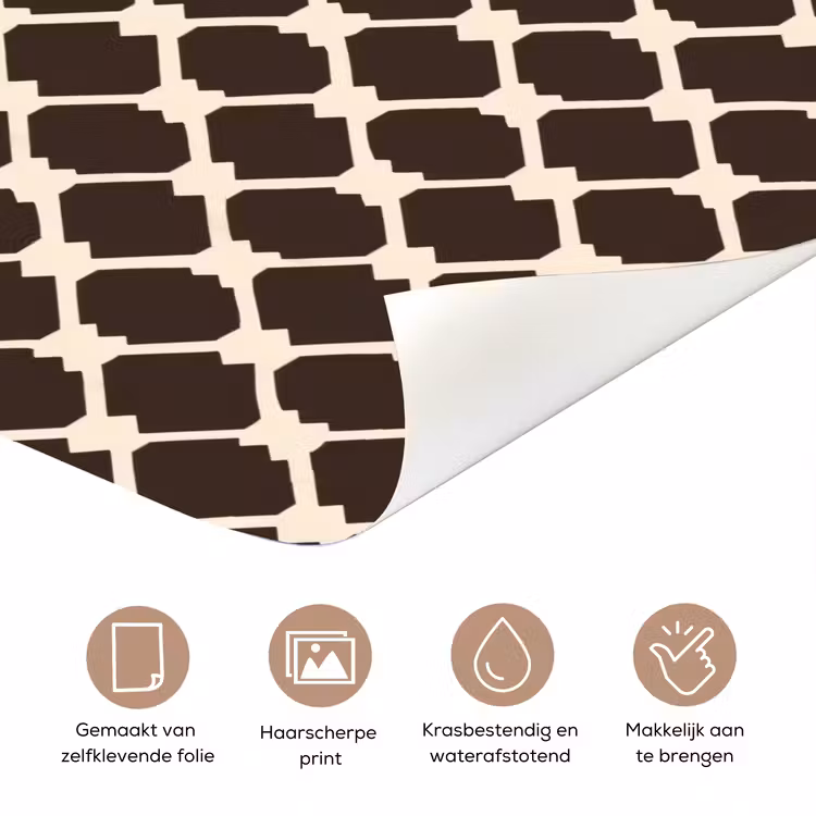 Bruin - Ruitpatroon - Geometrisch deurposter klein 289 -closeup_NL
