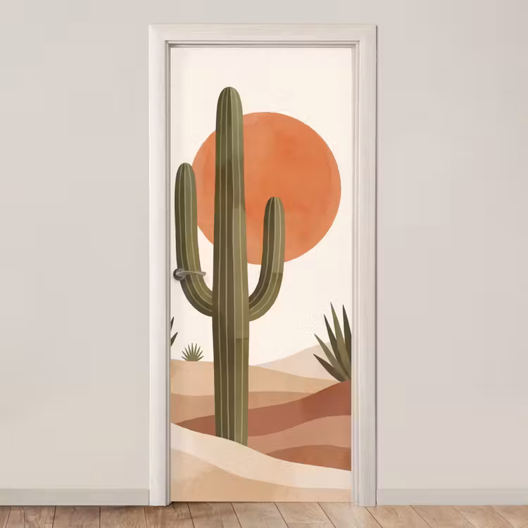 Cactus - Duinen - Modern - Landschap - Groen deurposter klein -3d_beige