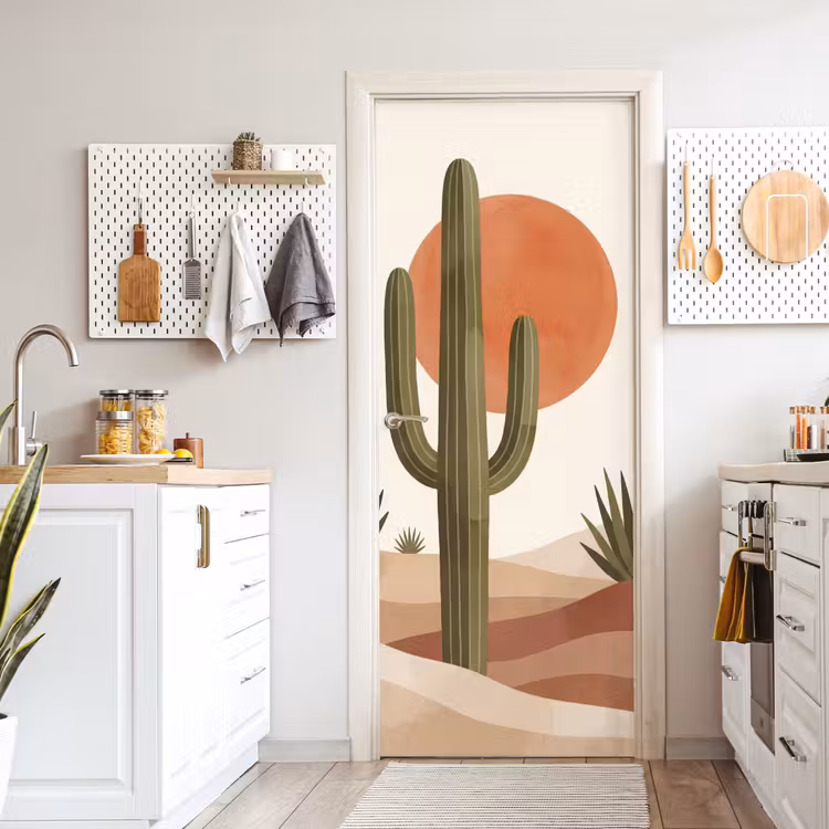 Cactus - Duinen - Modern - Landschap - Groen deurposter klein -sfeer5
