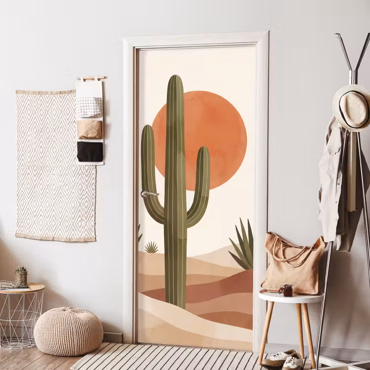 Cactus - Duinen - Modern - Landschap - Groen deurposter klein -sfeer6