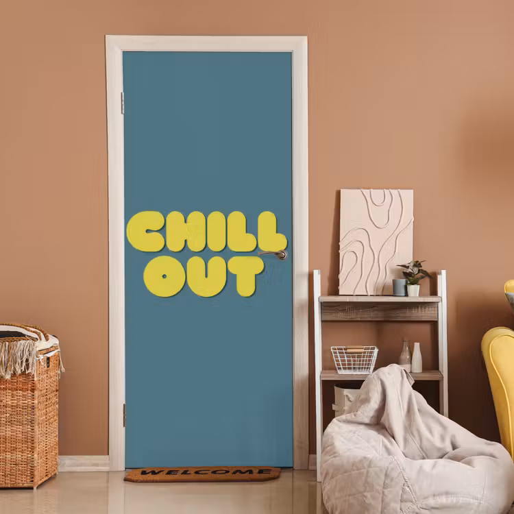Chill out - Geel - Blauw deurposter klein -sfeer1