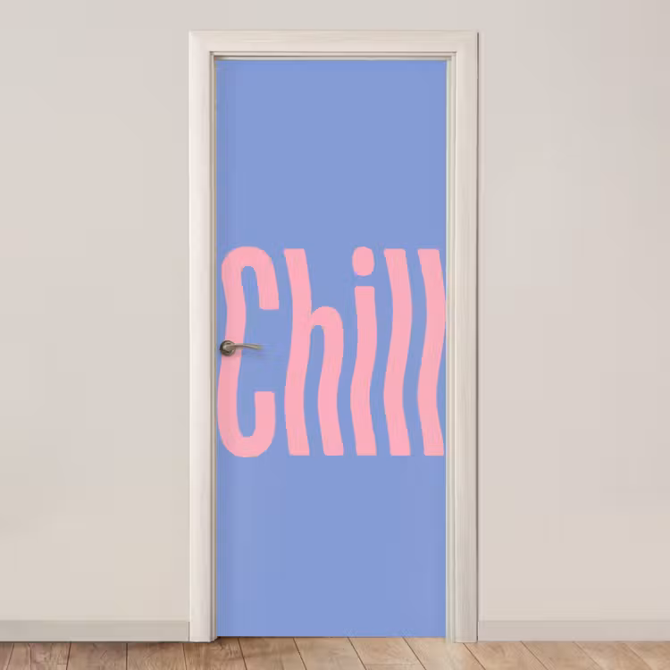 Chill - Roze - Blauw - Golvend deurposter klein -3d_beige