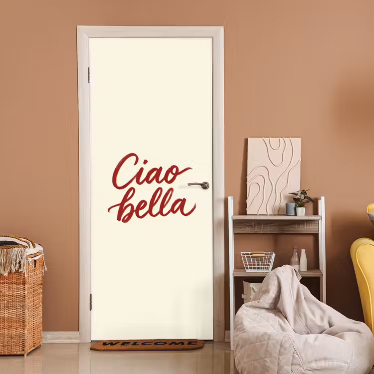Ciao bella - Rood - Wit - Minimalistisch deurposter klein -sfeer1