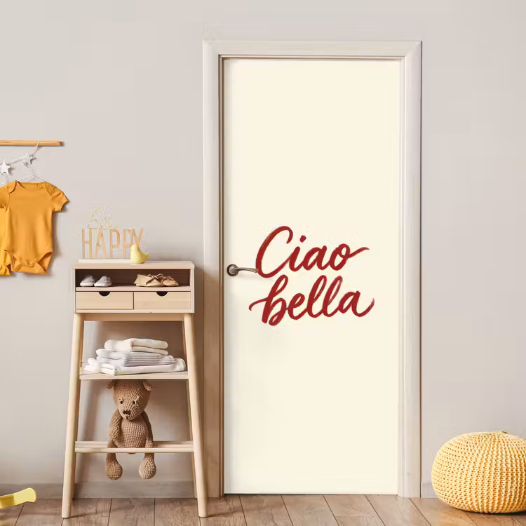 Ciao bella - Rood - Wit - Minimalistisch deurposter klein -sfeer4