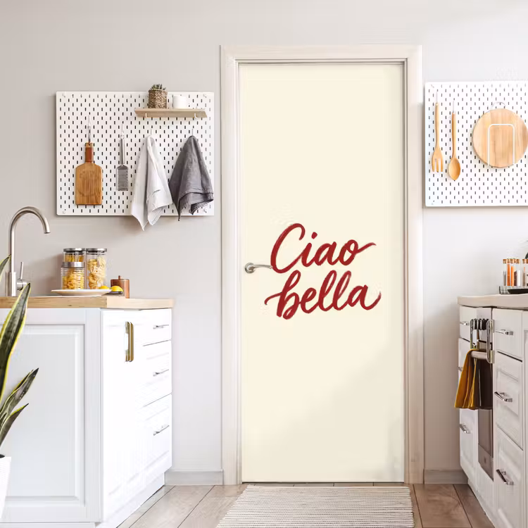 Ciao bella - Rood - Wit - Minimalistisch deurposter klein -sfeer5