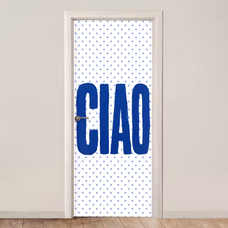 Ciao - Blauw - Stippen deurposter klein -3d_beige