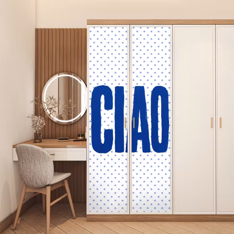 Ciao - Blauw - Stippen deurposter klein -sfeer3