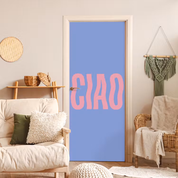 Ciao - Roze - Blauw - Golvend deurposter klein -sfeer2