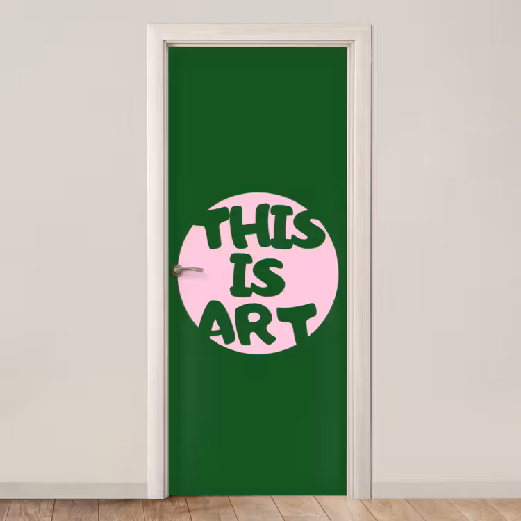 Cirkel - Roze - Tekst - Art deurposter klein -3d_beige