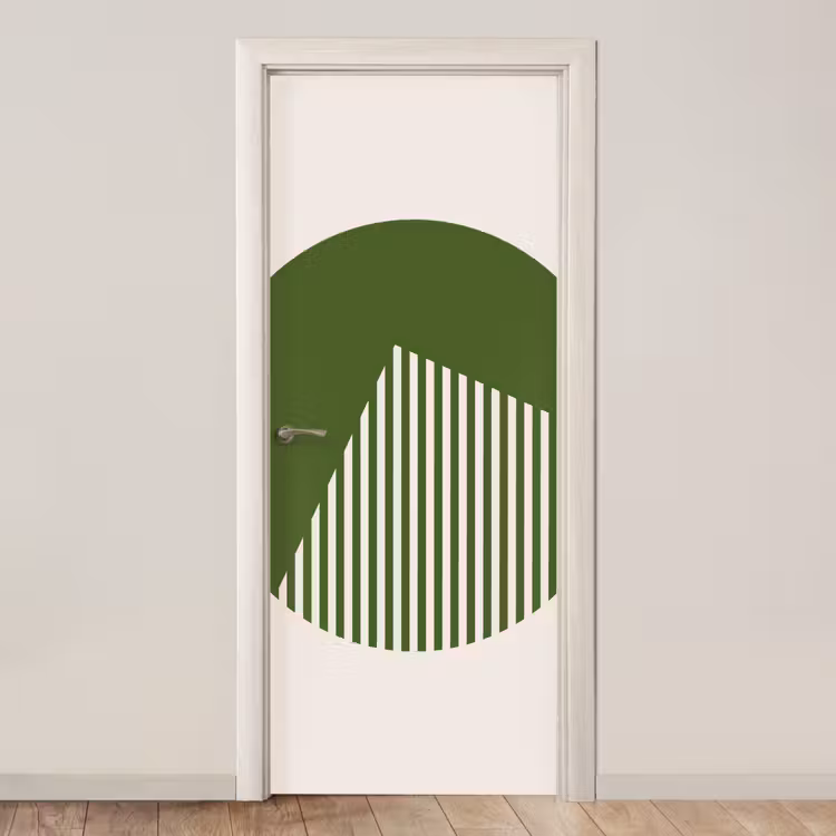 Cirkel - Strepen - Geometrisch - Abstract - Groen deurposter klein -3d_beige