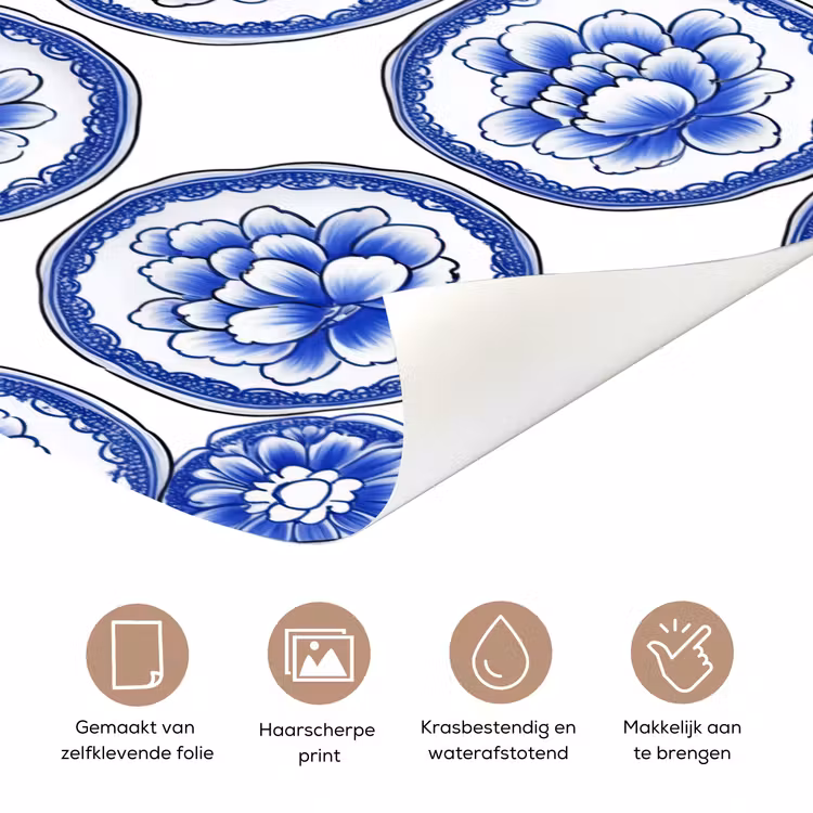 Cirkels - Bloemen - Blauw deurposter klein 289 -closeup_NL
