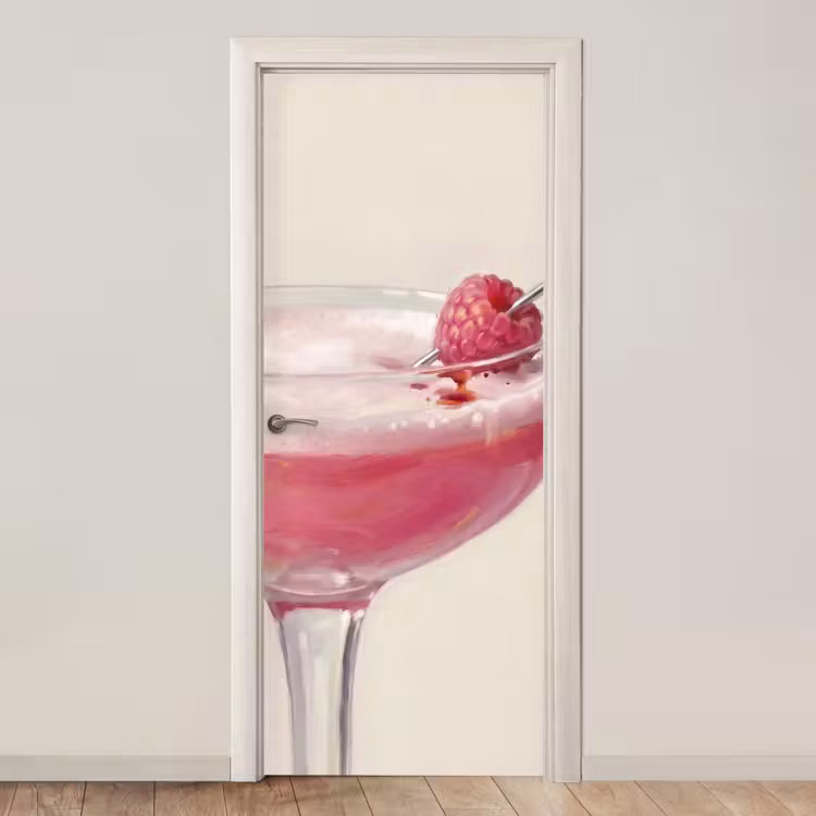 Cocktail - Framboos - Drank - Modern - Roze deurposter klein -3d_beige