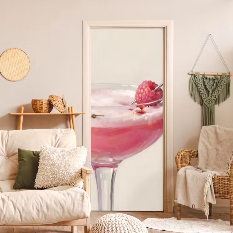 Cocktail - Framboos - Drank - Modern - Roze deurposter klein -sfeer2