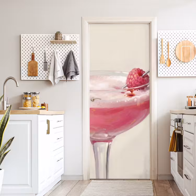 Cocktail - Framboos - Drank - Modern - Roze deurposter klein -sfeer5