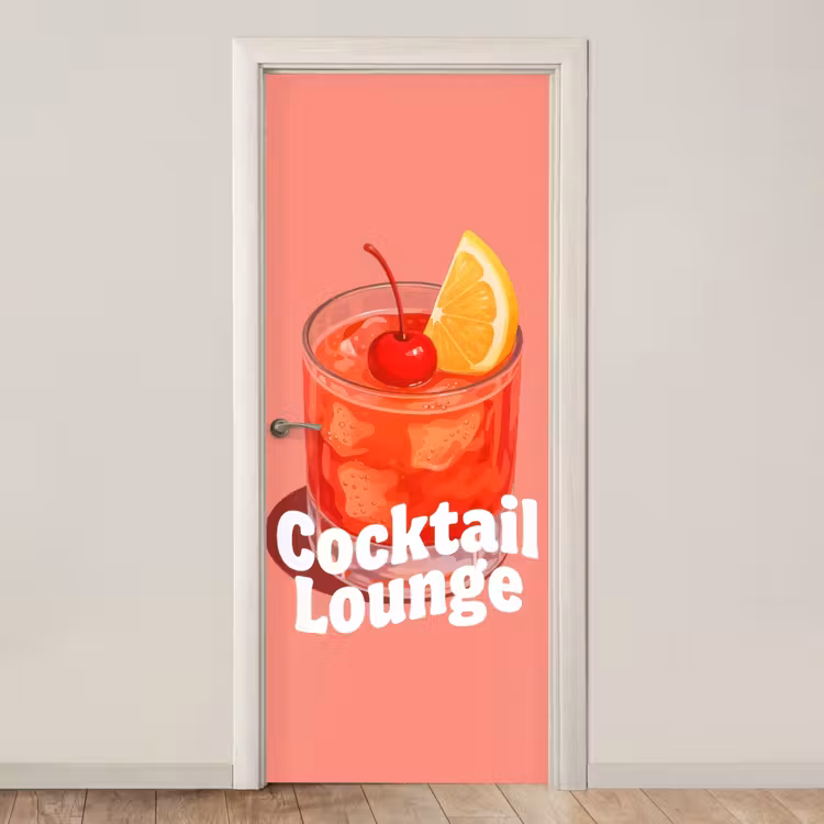 Cocktail Lounge - Glas - Koraal deurposter klein -3d_beige