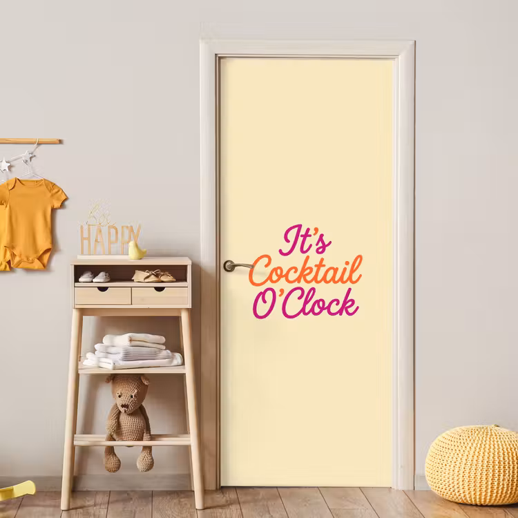 Cocktail O'Clock - Geel - Retro deurposter klein -sfeer4