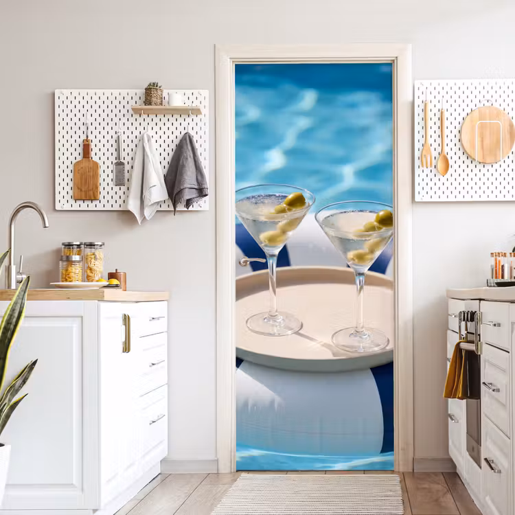 Cocktail - Zwembad - Zomer - Blauw deurposter klein -sfeer5