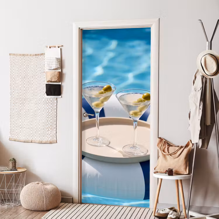 Cocktail - Zwembad - Zomer - Blauw deurposter klein -sfeer6