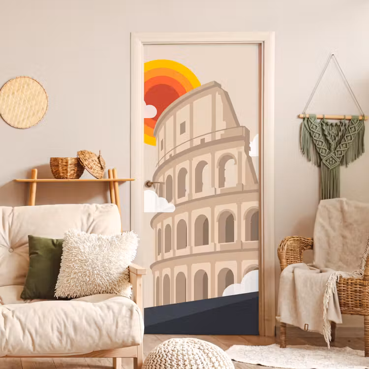 Colosseum - Zonsopgang - Rome - Architectuur - Beige deurposter klein -sfeer2