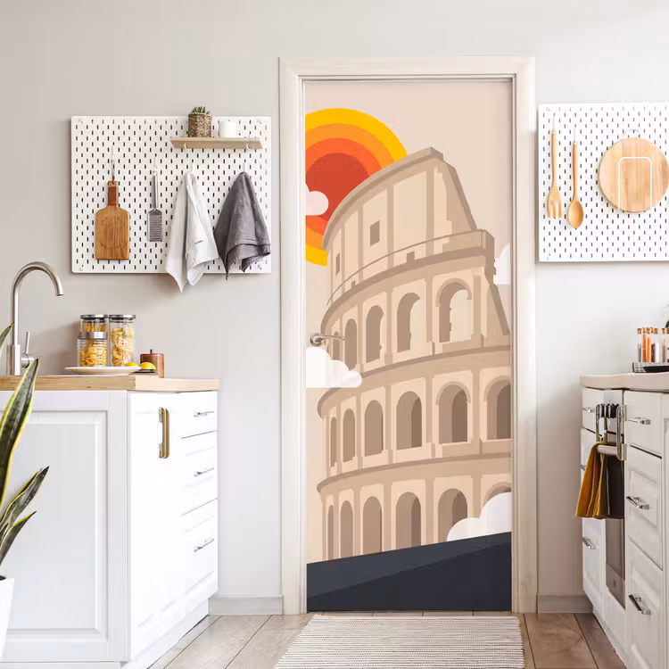 Colosseum - Zonsopgang - Rome - Architectuur - Beige deurposter klein -sfeer5